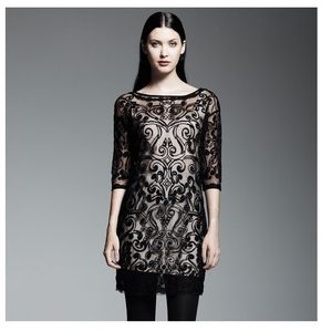 Catherine Malandrino Embroidered Mesh Dress